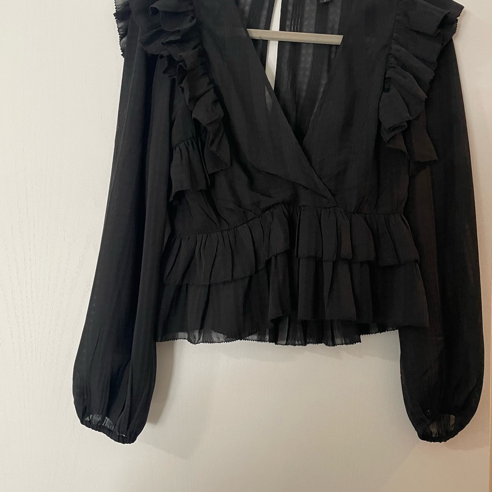 Express Black Ruffled Blouse